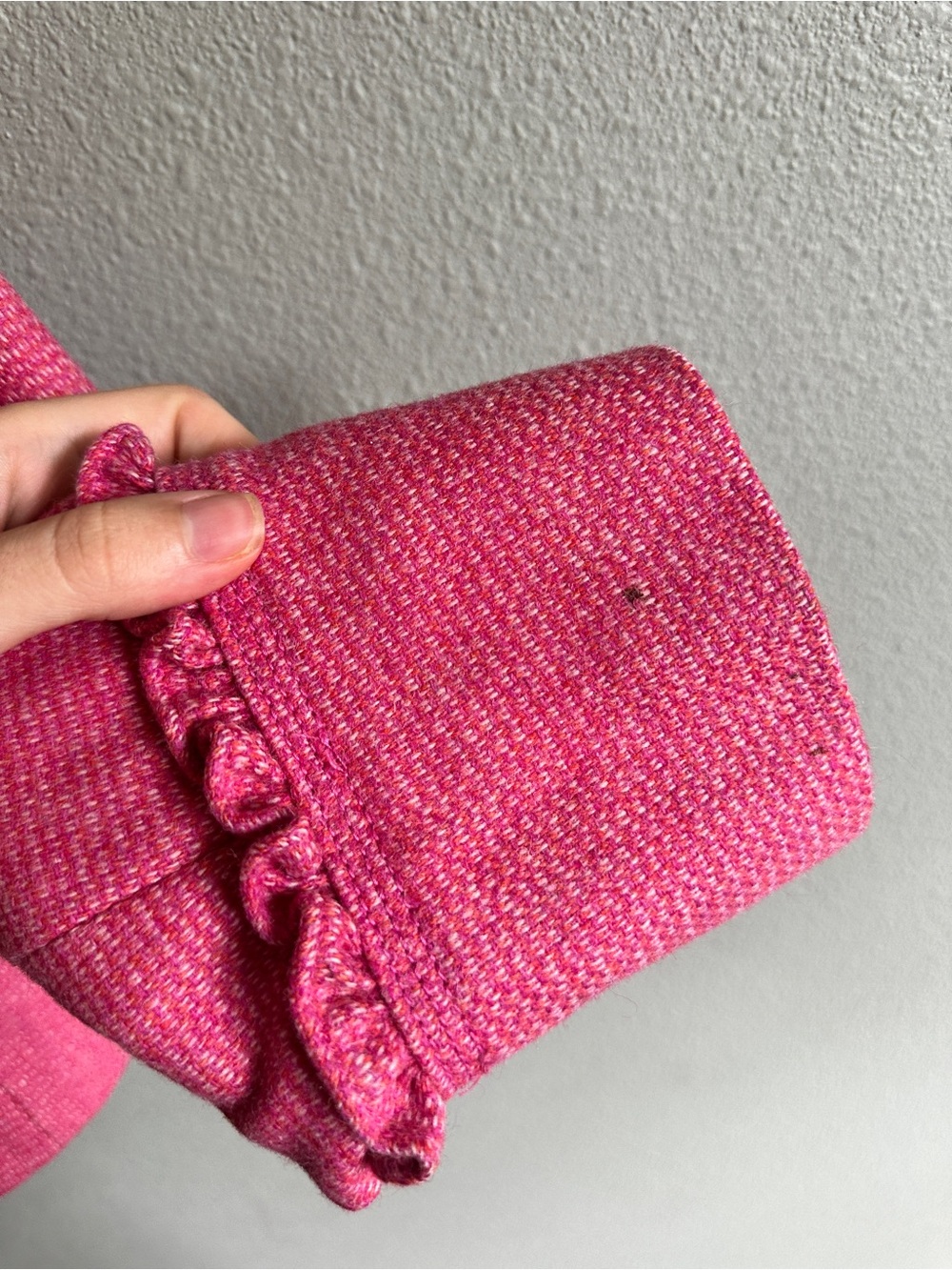 Vintage Y2K J. Crew Pink Wool Ruffle-Trim Blazer 10 - Picture 6 of 12